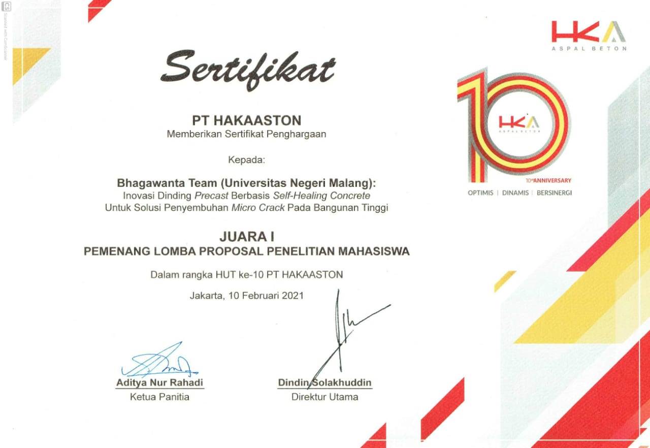 Inovasi Dinding Precast Karya Mahasiswa UM Juarai Lomba Penelitian