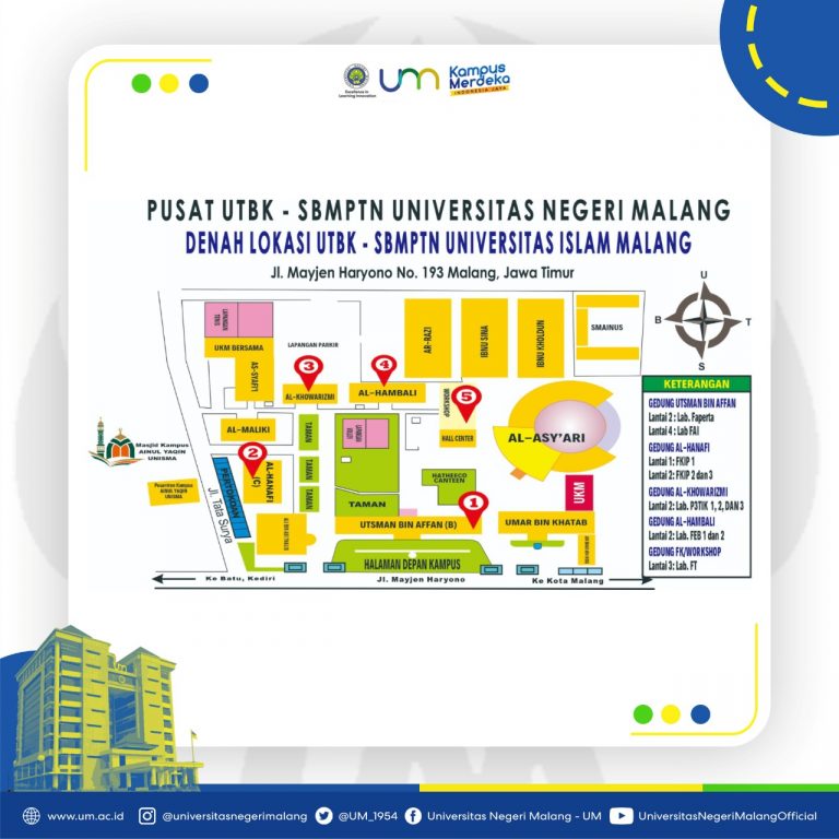 Denah Lokasi Pusat UTBK-SBMPTN Universitas Negeri Malang  