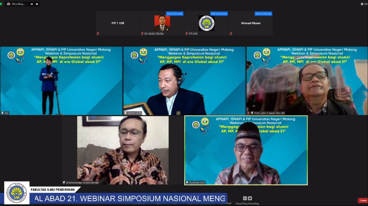 Webinar dan Simposium Nasional oleh APMAPI, ISMAPI, dan FIP Universitas Negeri Malang