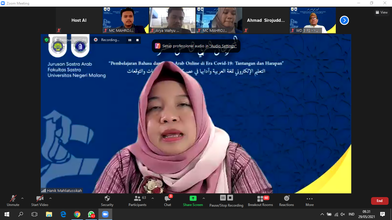 Jurusan Sastra Arab UM Sukses Gelar Mahrojan Araby XV 2021