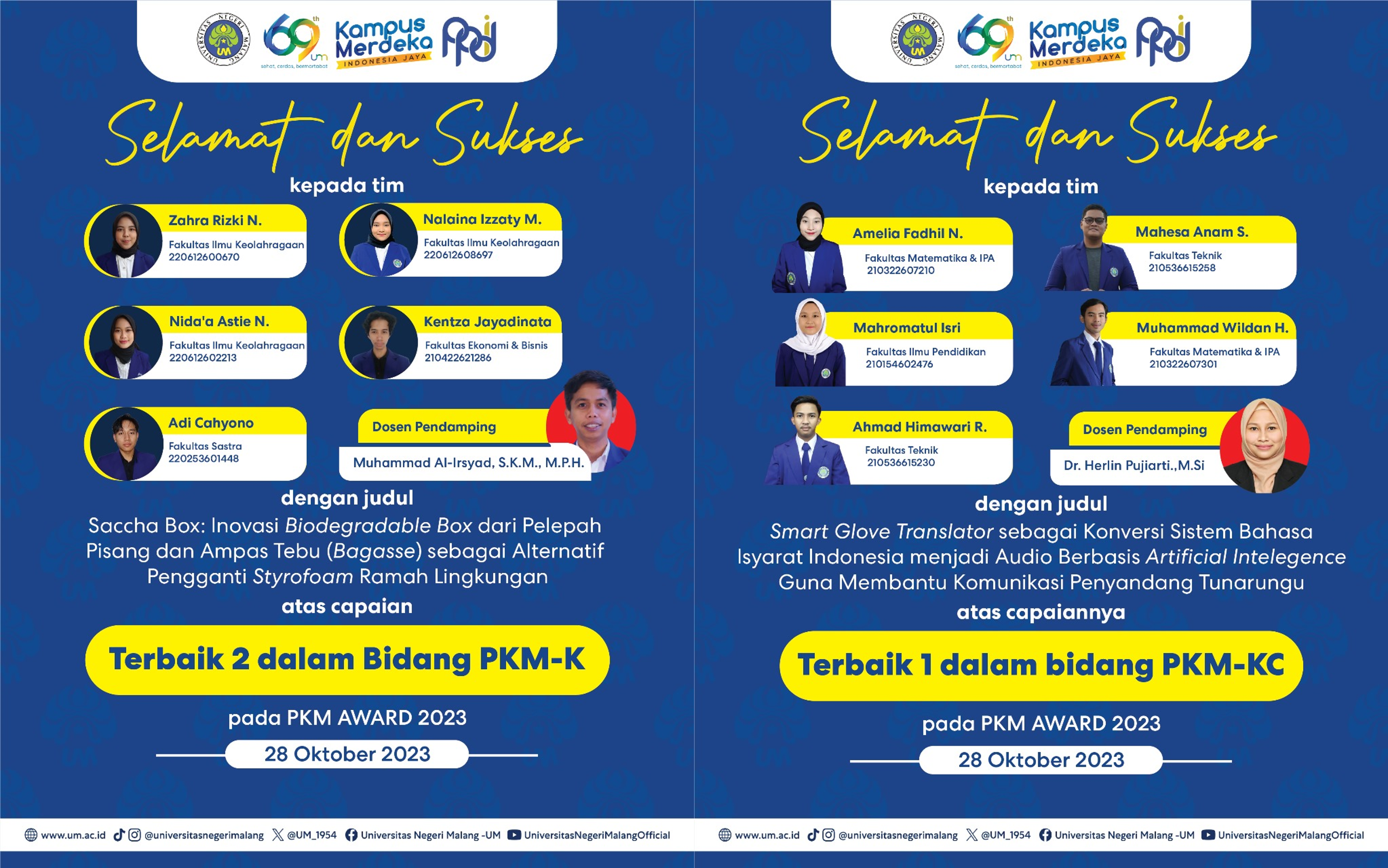 Permulaan yang Meyakinkan, UM Raih Penghargaan sebagai Tim Terbaik di bidang PKM-K dan PKM-KC pada PKM Award