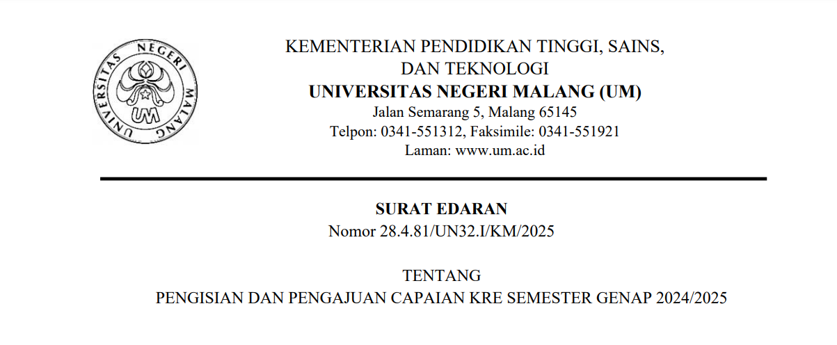 [PENGUMUMAN] PENGISIAN DAN PENGAJUAN CAPAIAN KRE SEMESTER GENAP 2024/2025