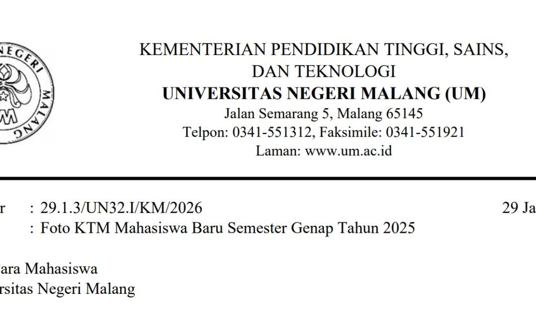[PENGUMUMAN] Foto KTM Mahasiswa Baru Semester Genap Tahun 2025